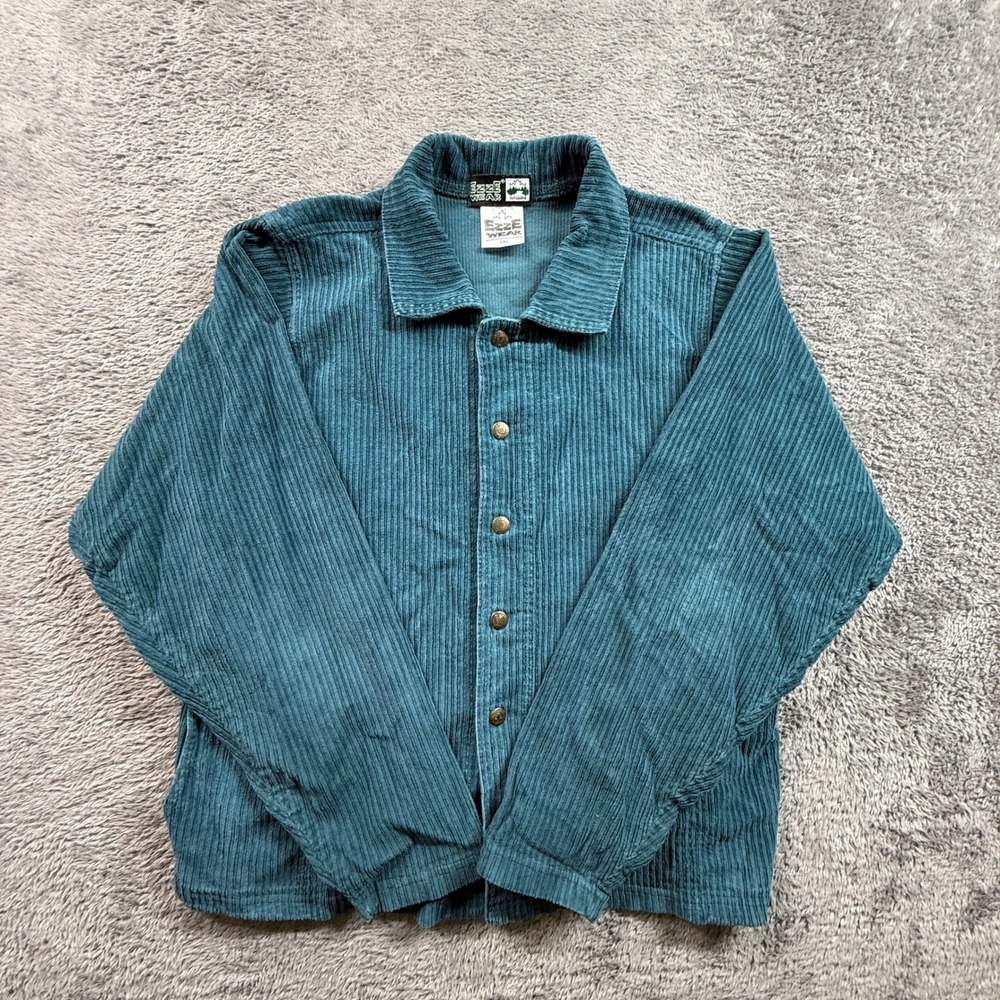Ezze Wear Corduroy Snap Jacket Womens L Blue Excellent Wide Wale Vintage Canada